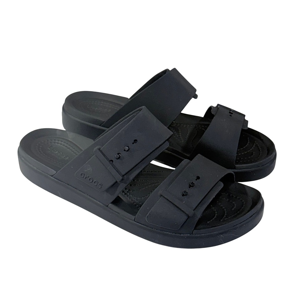 Crocs Brooklyn Buckle Sandal Womens 10 Black Double Strap Slide Comfort Travel